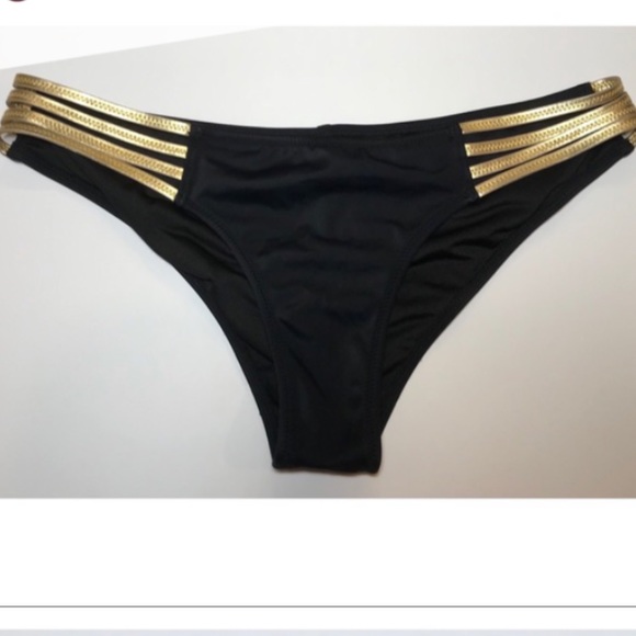 black and gold bikini bottoms